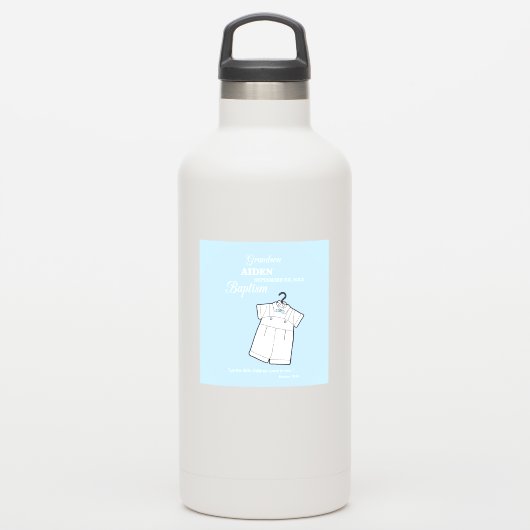 Kleinzoon Dooppak op Baby Blue Gepersonaliseerd Sticker (Waterfles)