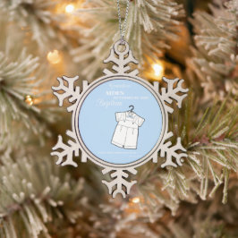 Kleinzoon Dooppak op Baby Blue Gepersonaliseerd Tin Sneeuwvlok Ornament