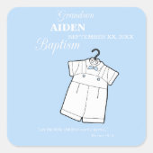 Kleinzoon Dooppak op Baby Blue Gepersonaliseerd Vierkante Sticker (Voorkant)
