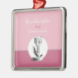 Kleinzoon Eerste Communie Roze, Kelk Metalen Ornament