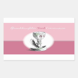 Kleinzoon Eerste Communie Roze, Kelk Rechthoekige Sticker