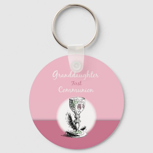 Kleinzoon Eerste Communie Roze, Kelk Sleutelhanger (Voorkant)