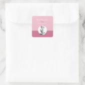 Kleinzoon Eerste Communie Roze, Kelk Vierkante Sticker (Tas)