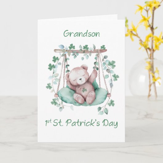 Kleinzoon Eerste St Patricks Day Sweet Beer op Swi Kaart (Gele Bloem)