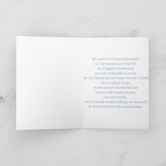 Kleinzoon eerste verjaardag kaart (Binnen)