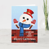 Kleinzoon en Familie Kerstmis Sneeuwman Vakantie K Feestdagen Kaart (Voorkant)