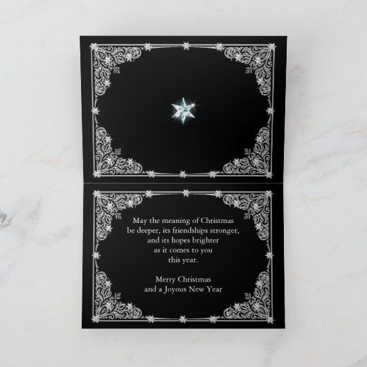 Kleinzoon en vrouw, een zwart-wit kerst feestdagen kaart (Binnen)