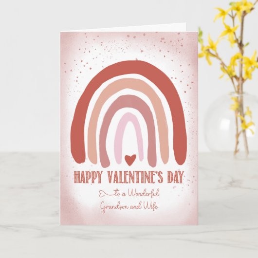 Kleinzoon en Vrouw Valentijn Handgeschilderd Zacht Kaart (Gele Bloem)