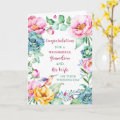 Kleinzoon en zijn vrouw trouwdag gefeliciteerd kaart (Gele Bloem)