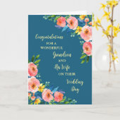 Kleinzoon en zijn vrouw trouwdag gefeliciteerd kaart (Gele Bloem)