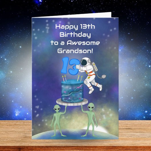 Kleinzoon Gefeliciteerd 13e Verjaardag Astronaut m Kaart
