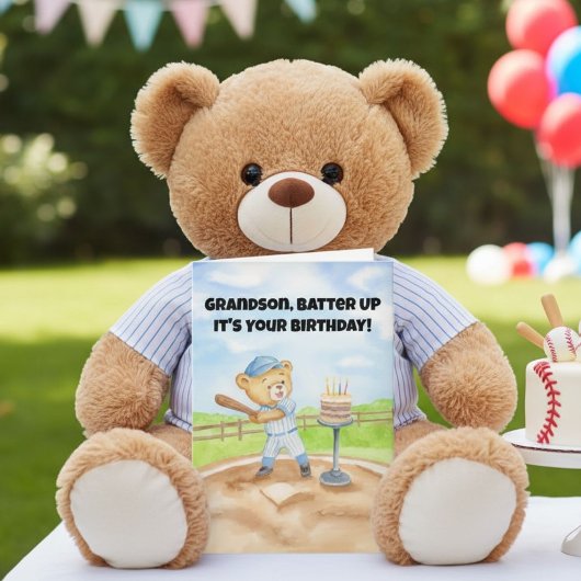 Kleinzoon Gefeliciteerd Verjaardag Honkbal Teddybe Kaart