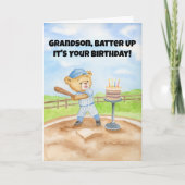 Kleinzoon Gefeliciteerd Verjaardag Honkbal Teddybe Kaart (Voorkant)