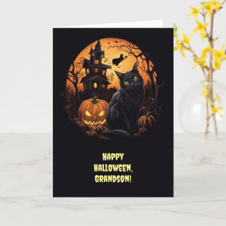 Kleinzoon Gelukkig Halloween Spooky Scène Haunt Ho Kaart