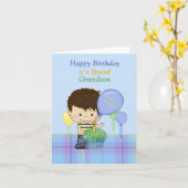 Kleinzoon Gelukkige Verjaardagsjongen Blauwe Groen Kaart (Gele Bloem)