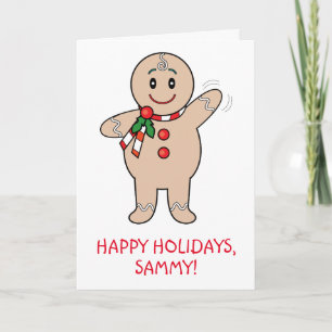 Kleinzoon Gingerbread Boy Naam  Feestdagen Kaart
