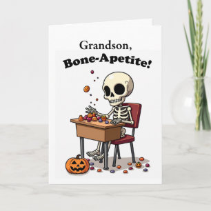 Kleinzoon Halloween Grappig Skelet Bot-Honger Kaart