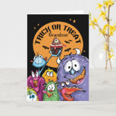 Kleinzoon, Halloween Monsters, Trick or treat Kaart (Gele Bloem)