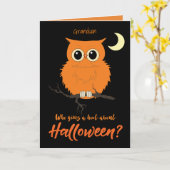 Kleinzoon Halloween Wie geeft een Hoot Owl Humor Kaart (Gele Bloem)