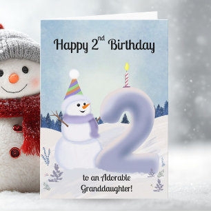 Kleinzoon Happy 2e verjaardag Sneeuwpoppen bouwen Kaart