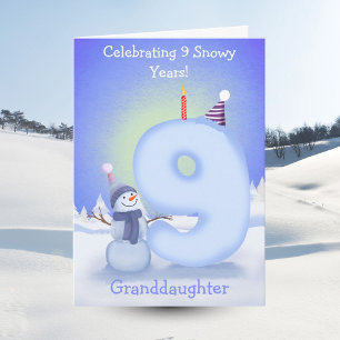 Kleinzoon Happy 9e Verjaardag Sneeuwpoppen Bouwen  Kaart
