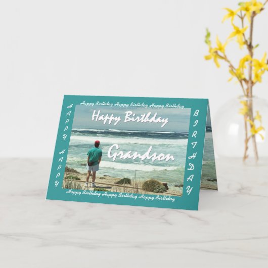 KLEINZOON - Happy Birthday - Man en oceaangolven Kaart (Gele Bloem)