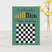 Kleinzoon - Happy Birthday - Schaakstukken en bord Kaart (Gele Bloem)