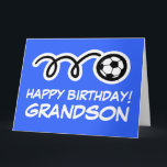 Kleinzoon Happy Birthday voetbalsport wenskaart Kaart<br><div class="desc">Kleinzoon Happy Birthday voetbalsport wenskaart. Schattigee kinder kaart met sportief design voor jongen of meisje. Personaliseer met aangepaste naam en achtergrondkleur. Vrolijke kaart voor zoon,  kleinkind,  kleinkinderen,  dochter,  kleindochter,  kinderen etc. Ook verkrijgbaar als grote oversized kaarten.</div>