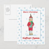 Kleinzoon Kerst Elf Snowflakes Aangepaste namen Feestdagenkaart (Voorkant / Achterkant)