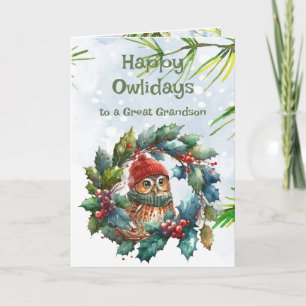 Kleinzoon Kerst Uil Dier Natuur Kaart