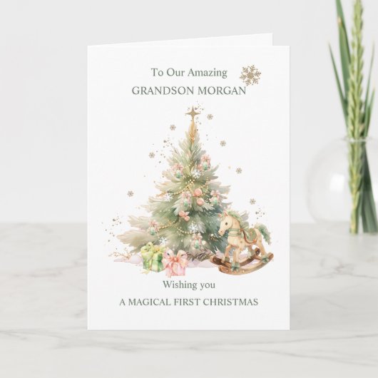 Kleinzoon Kerstboom Rocking Paard Notenkraker Kaart (Voorkant)