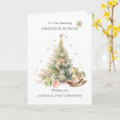 Kleinzoon Kerstboom Rocking Paard Notenkraker Kaart (Gele Bloem)