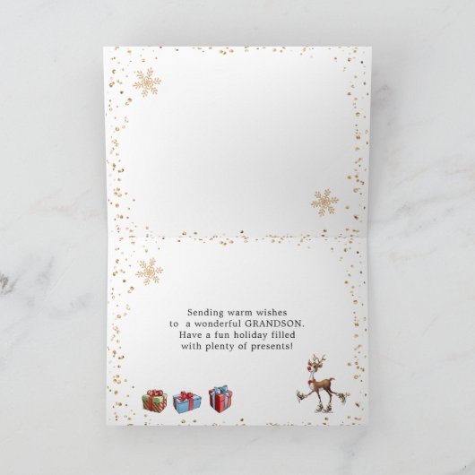 Kleinzoon Kerstman Sneeuwman Rudolph Kaart (Binnen)