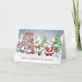 Kleinzoon Kerstman Sneeuwman Rudolph Kaart