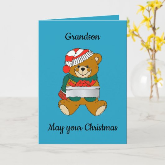 kleinzoon Kerstmis Kaart (Gele Bloem)