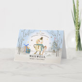 Kleinzoon Kerstmis Kaart, Blauwe Vakantie Kaart (Voorkant)