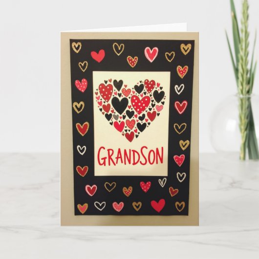 Kleinzoon Liefde Hartjes Kaart (Voorkant)