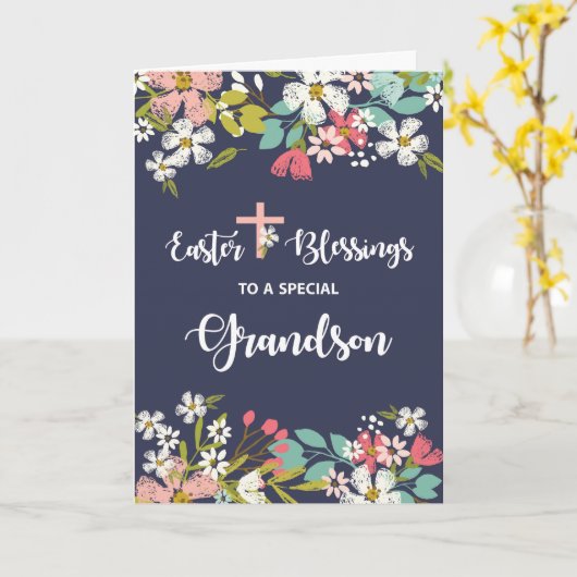 Kleinzoon Pasen Zegeningen van Verrezen Christus B Kaart (Gele Bloem)