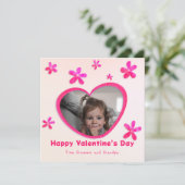 Kleinzoon Roze Bloemen Valentijnsdag Foto Feestdagenkaart (Staand voorkant)