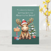 Kleinzoon Schattig Funny Moose Christmas Kaart (Gele Bloem)