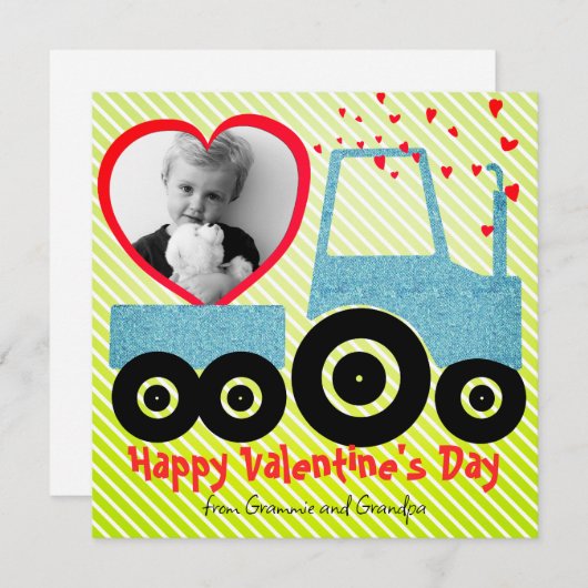 Kleinzoon Schattig Rood Hart Jongen Valentijnsdag  Feestdagenkaart (Voorkant / Achterkant)