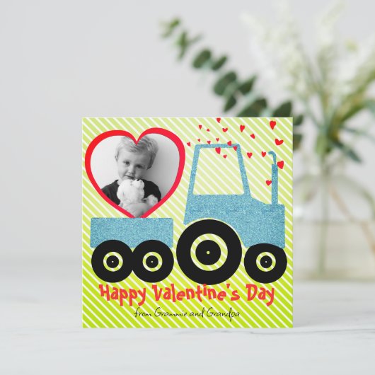 Kleinzoon Schattig Rood Hart Jongen Valentijnsdag  Feestdagenkaart (Staand voorkant)