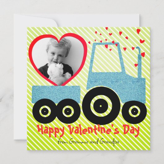 Kleinzoon Schattig Rood Hart Jongen Valentijnsdag Feestdagenkaart (Voorkant)