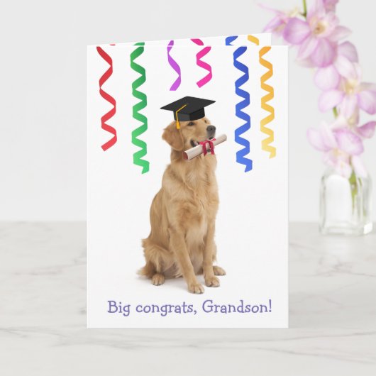 Kleinzoon Schattigee hond Afstuderen Kaart (Orchidee)