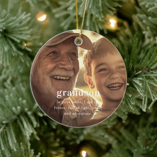 kleinzoon | Sentimentele foto KeepSake Kerstmis Keramisch Ornament (Boom)