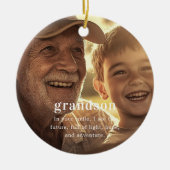 kleinzoon | Sentimentele foto KeepSake Kerstmis Keramisch Ornament (Voorkant)