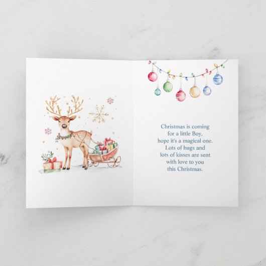 Kleinzoon Snow Wereldbol Santa Elf Christmas Feestdagen Kaart (Binnen)