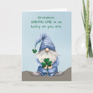 Kleinzoon St Patricks Day Gnome in Denim Kaart