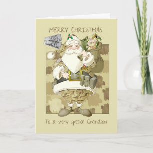 Kleinzoon, strijdkrachten militaire kerstgroet feestdagen kaart