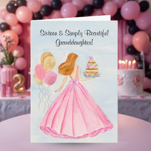 Kleinzoon Sweet 16 Verjaardagstaart Elegante Meisj Kaart